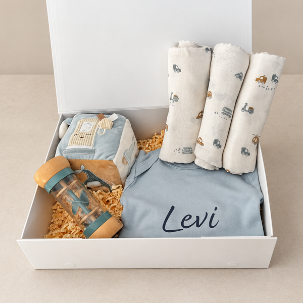 Cadeauset On The Go met gepersonaliseerd rompertje