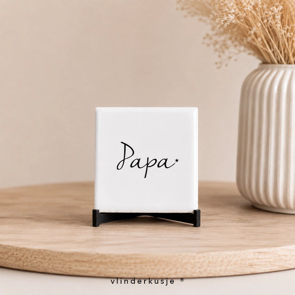 Mini tegeltje Papa of mama | Vlinderkusje