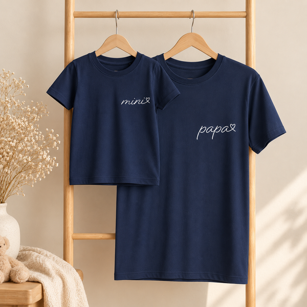 Matching T-shirts - Papa + Mini (kind) hart