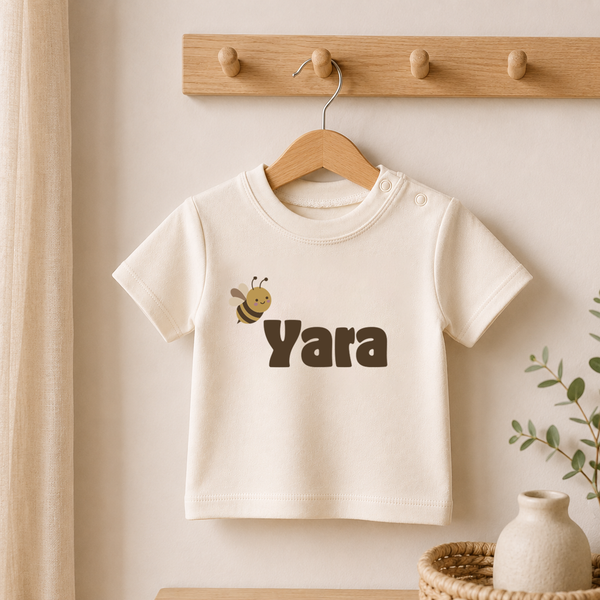 Baby T-shirt met naam & bijtje